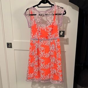 Nanette Lepore Orange and White Floral Mini Dress